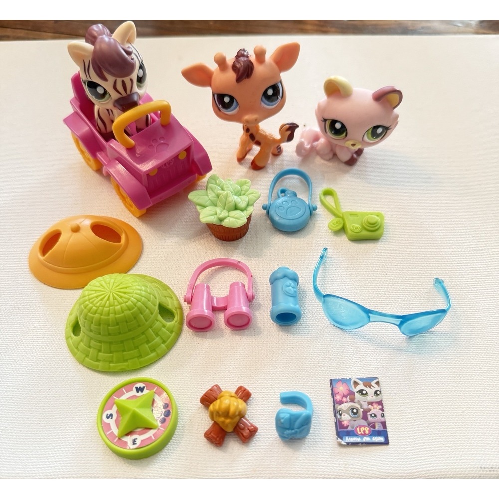 LPS Search N Safari #1488 Giraffe #1489 Cat #1490 Zebra 2009 Near Complete